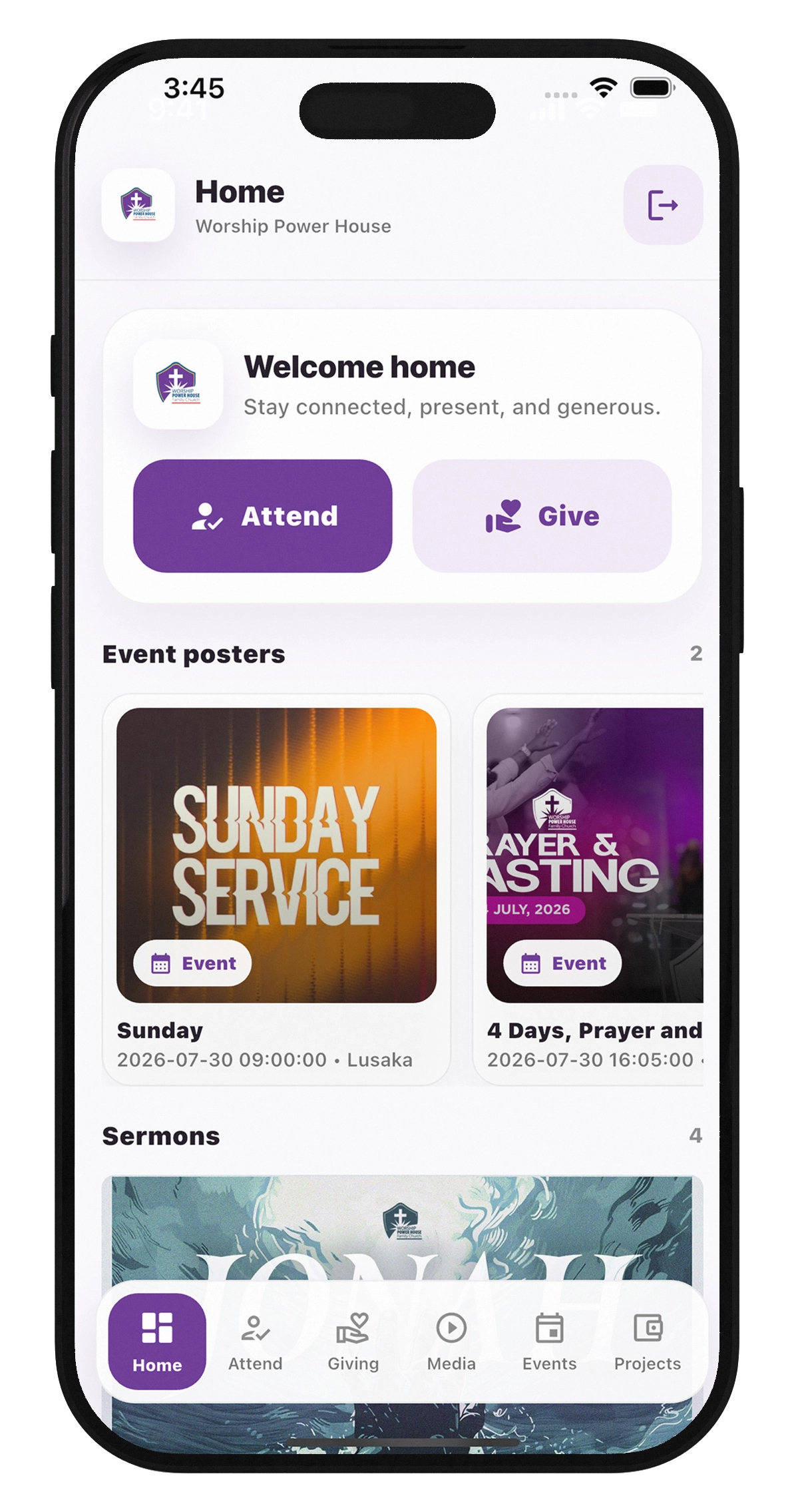 Worship Power House Family Church mobile app preview